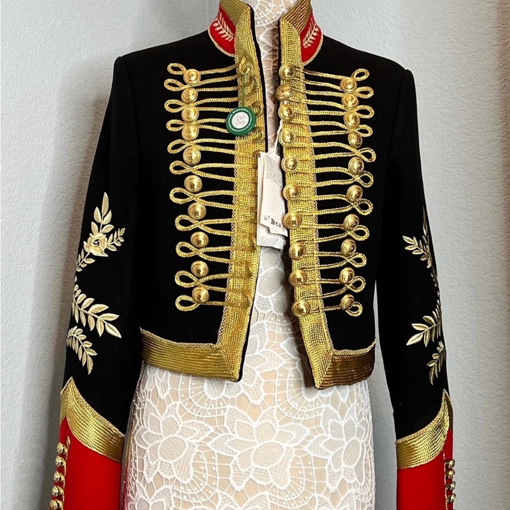 H&M Black and Red Embroidered Blazer Paco Rabanne